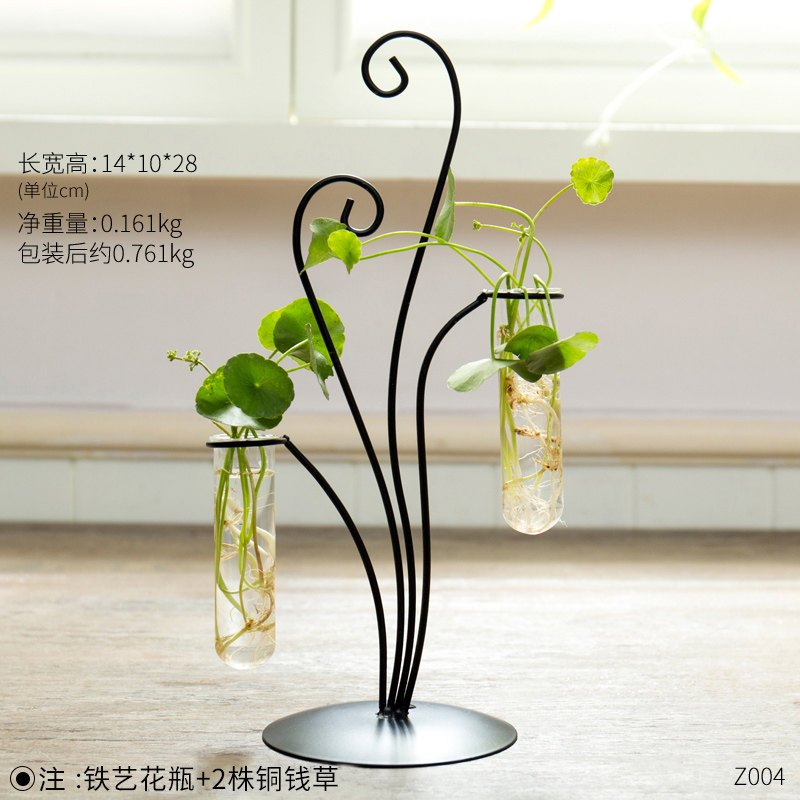 Ciaa花瓶 花艺创意个性小清新水培绿萝透明玻璃花瓶 摆件办公桌客厅装饰插花容器28cm双管树芽 仿真铜钱草 价格图片品牌报价 苏宁易购意韵光年家装建材专营店