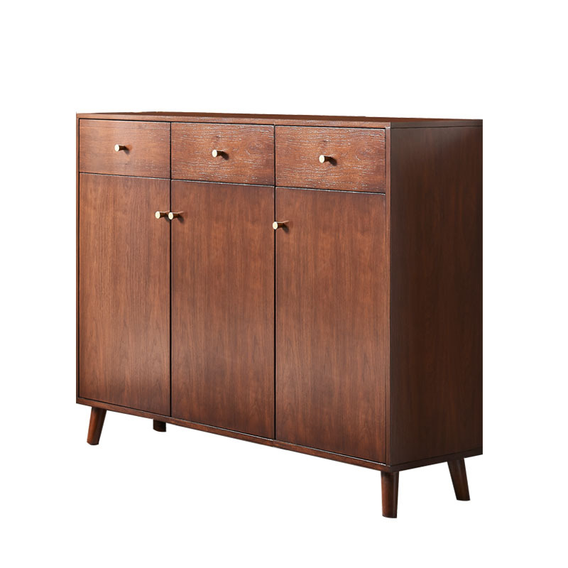 北欧简约实木家具鞋柜黑胡桃木纹玄关柜美式轻奢储物柜家用大容量