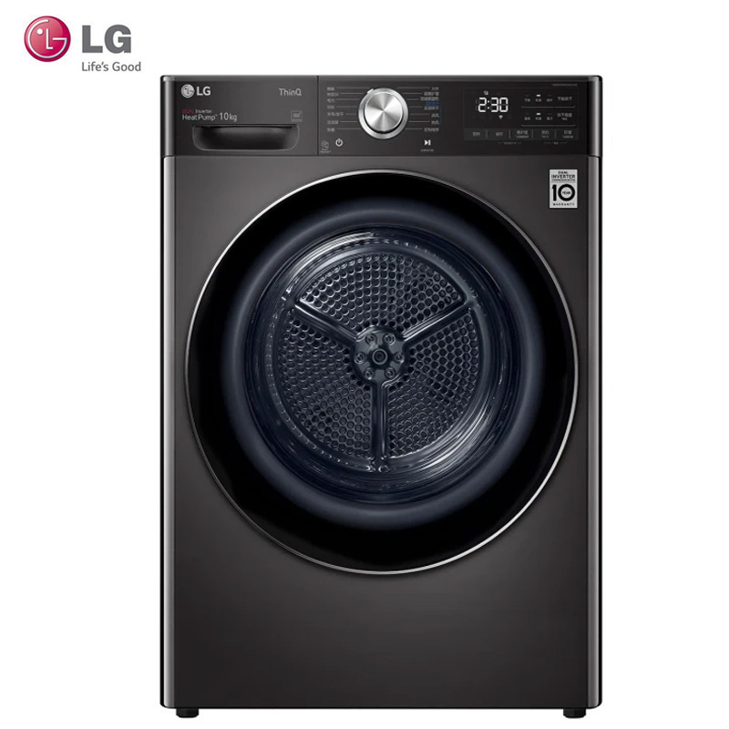 LG RH10V9JV2WR烘干机10公斤热泵式双变频 除菌除螨 低温柔烘 家用滚筒大容量干衣机 原装进口10kg曜岩黑