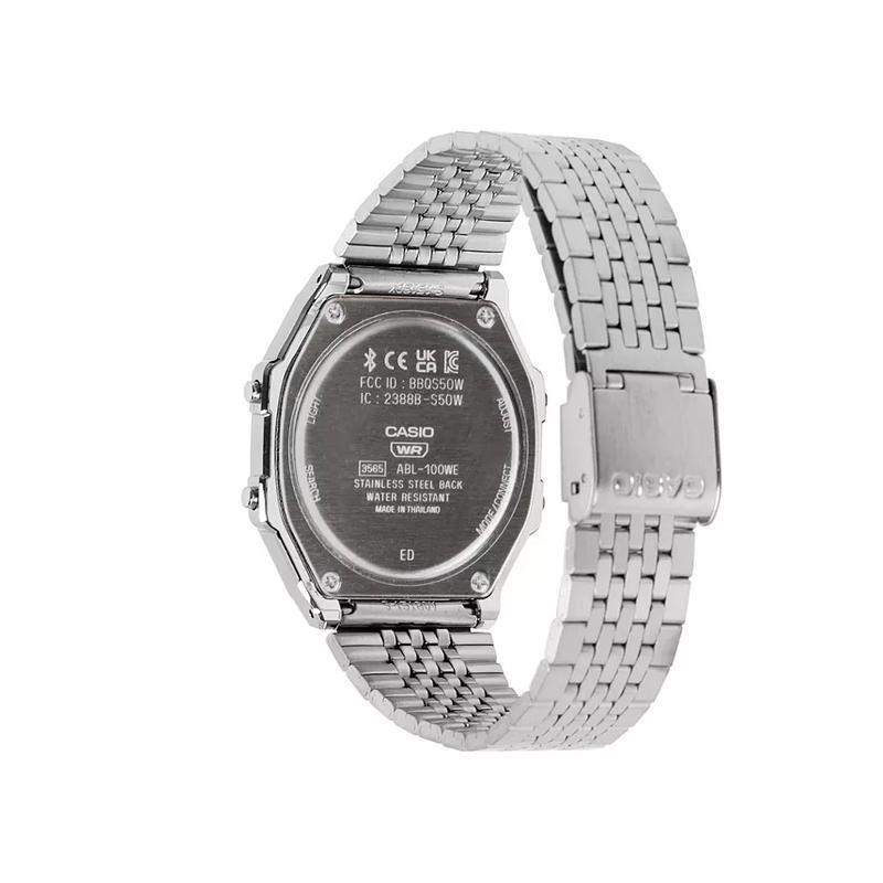 G-SHOCK 石英表银色不锈钢表带防水蓝牙智能步数显示多功能腕表