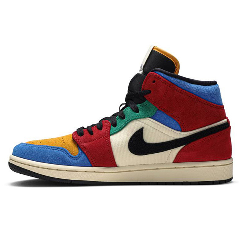 耐克男鞋airjordan1midaj1多彩拼接灯芯绒篮球鞋潮cu2805100视频
