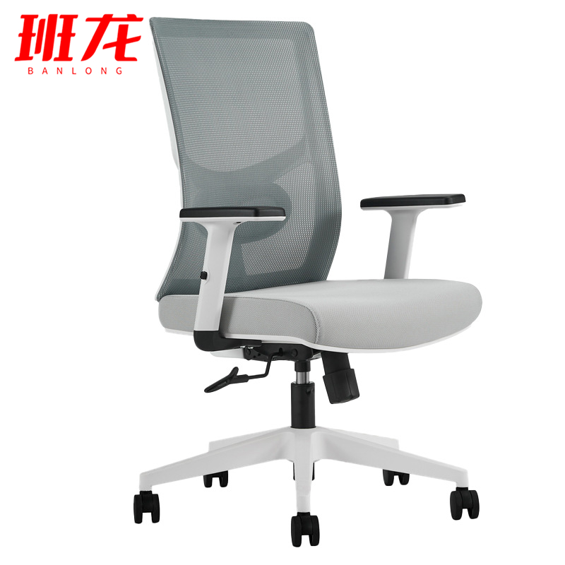 班龙办公椅灰色中背转椅张高清大图