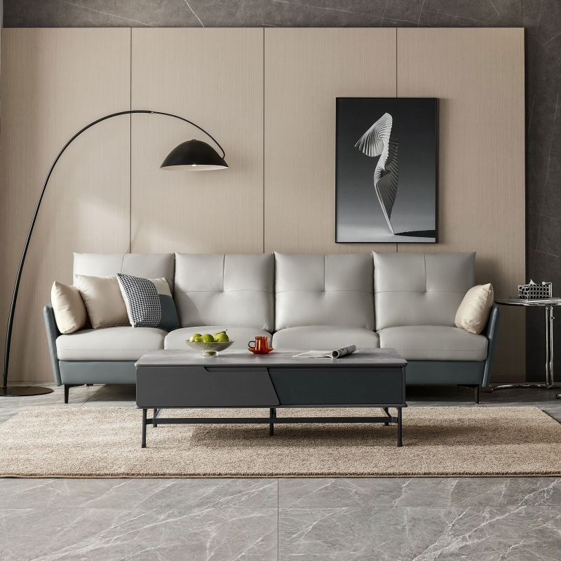 本周特惠林氏家居头层黄牛皮艺沙发组合意式轻奢三人位客厅小户型家具