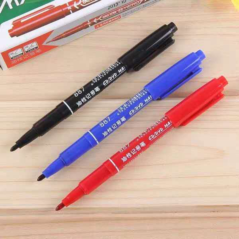 英雄887小双头记号笔学生绘画勾线笔擦不掉油性标记笔视频