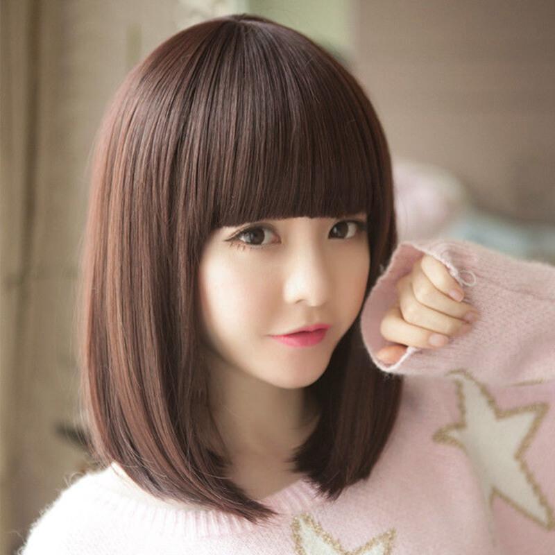 假发套假发女短发直发齐刘海女生蓬松帅气波波bobo头可爱韩国发型深