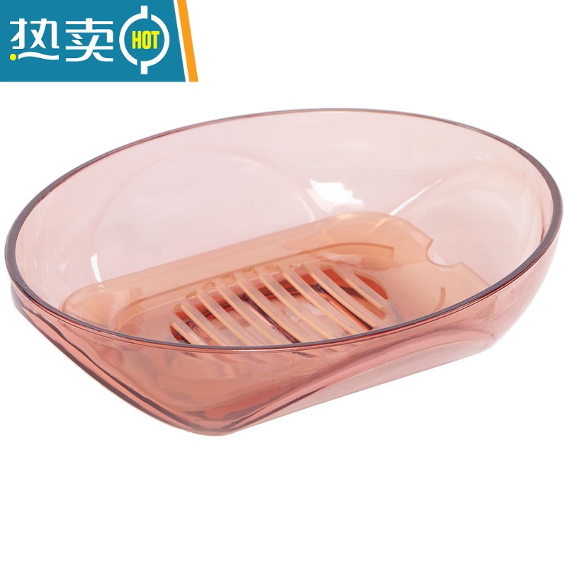 敬平大号肥皂盒家用卫生间沥水洗手台家居香皂盒创意卡通造型香皂架 透明红+绿高清大图