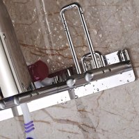 家用不锈钢牙刷架免打孔漱口杯牙膏置物架套装简约创意收纳层架生活日用收纳用品