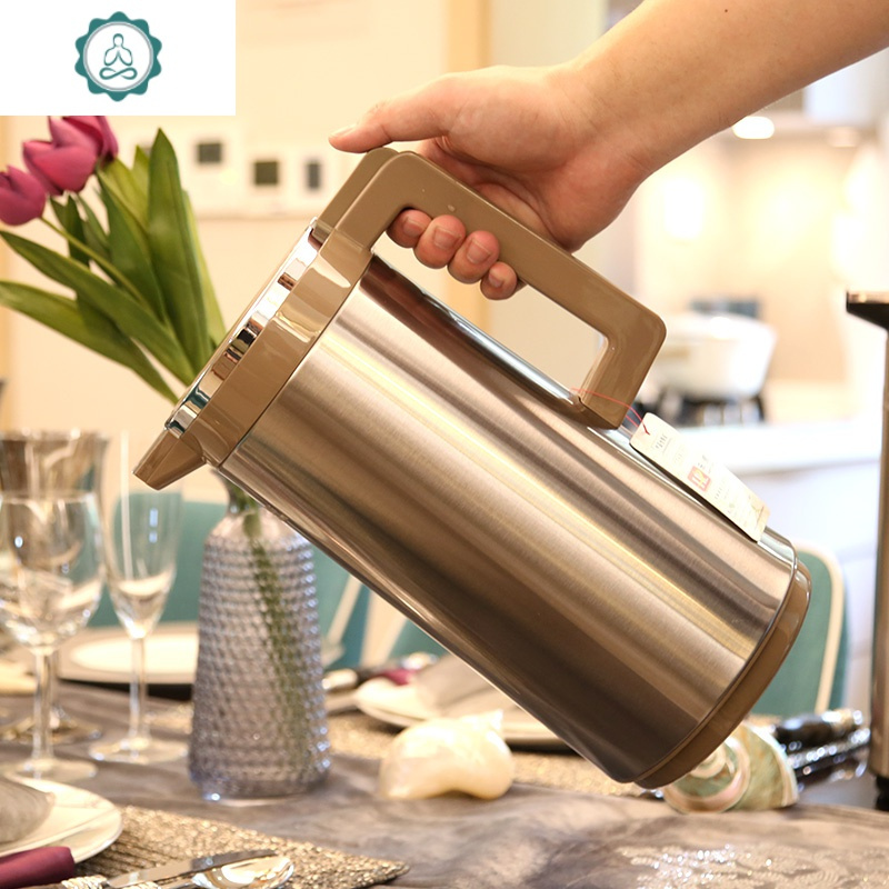 保温壶热水瓶玻璃内胆大容量保温壶不锈钢保温瓶开水壶家用封后stf灰