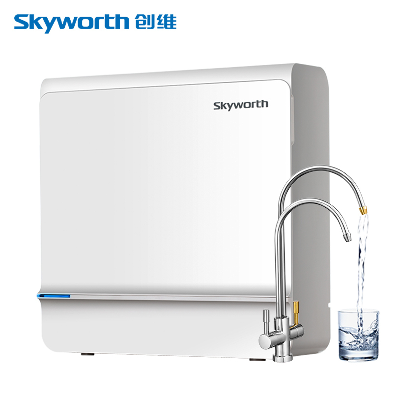 创维(Skyworth)家用净水器厨房净水机无桶400G大流量RO反渗透低废水双出水 CR400D1 白色