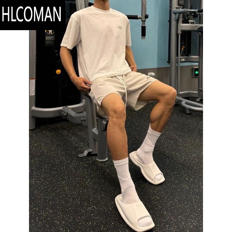 HLCOMAN美式夏季潮流宽松透气四五分篮球裤男女美式健身速干运动网眼短裤