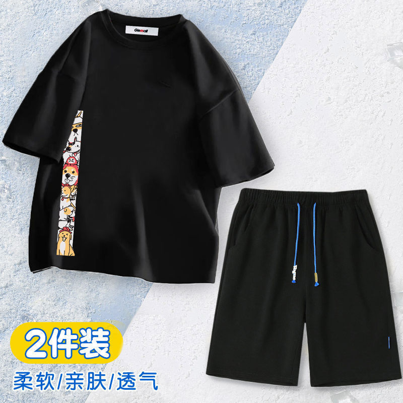 森马集团旗下GleMall新款潮男夏天短袖t恤男休闲宽松短袖套装男