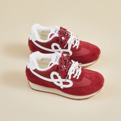 内增高ins韩版新款阿甘鞋女冬季保暖休闲鞋 38 红色