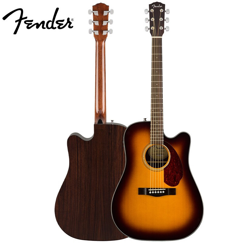 芬达自营 Fender CD-140SCE系列 原声 单板桃花芯木背侧板 民谣缺角电箱木吉他41英寸 渐变色+送琴箱