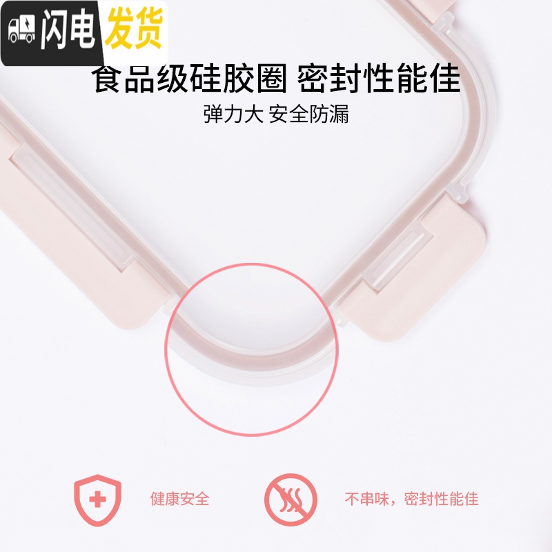三维工匠高硼硅玻璃保鲜盒密封食品便当盒透明水果盒便携饭盒微波炉 粉色无隔保鲜盒1040