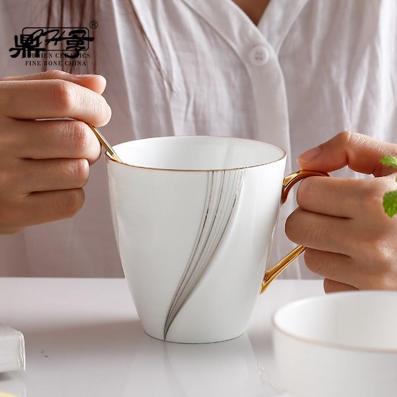 鼎亨北欧式咖啡杯简约骨瓷杯碟红茶水杯英式下午茶家用办公创意马