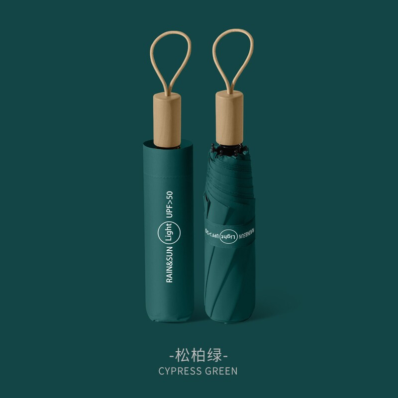 美度(MAYDU)ins小清新晴雨伞黑胶防晒防紫外线太阳伞女三折加大加固遮阳伞两用男女学生雨伞折叠伞M3100薄荷绿高清大图