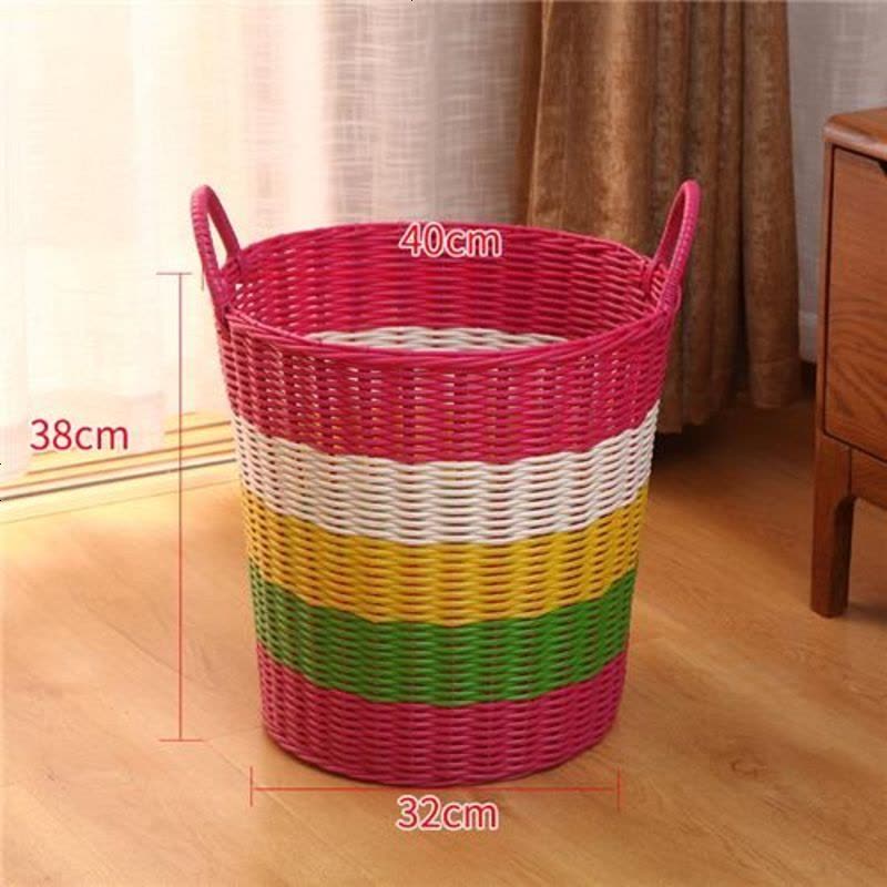 纳匡脏衣篮脏衣篮内衣收纳框筐藤编衣箱蓝子编织竹篮脏衣桶衣服收 大号桃粉彩虹色图片