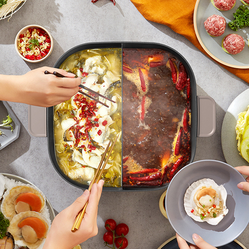 九阳(Joyoung) 秒涮电火锅6L 秋叶棕 HG60-G955高清大图