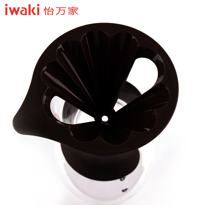 [百年品牌,精致生活,高端耐热玻璃咖啡壶]KT8694-BR怡万家花形滴漏式咖啡壶栗棕