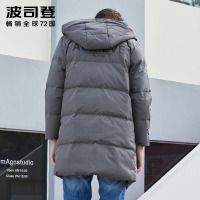 波司登BOSIDENG男士冬季常规款欧美街头连帽个男装中长款羽绒服男B70142005