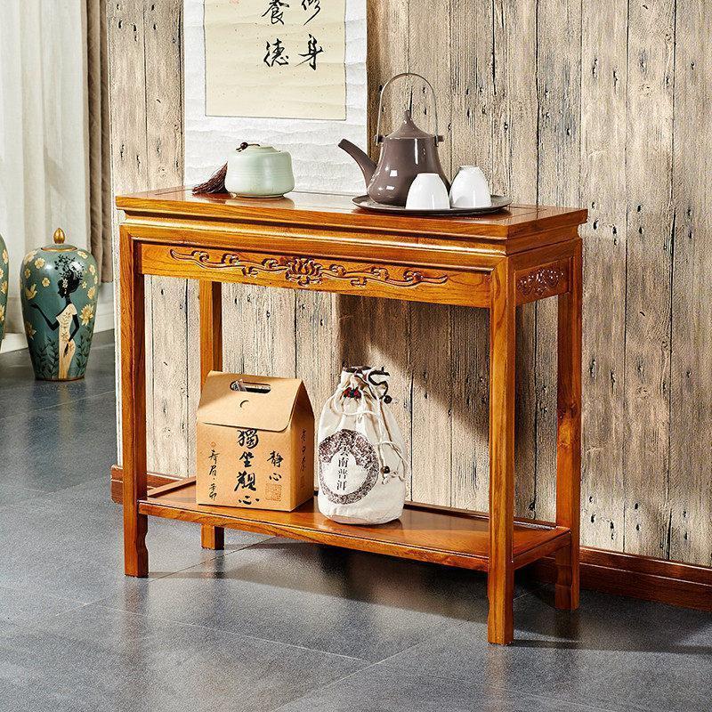 森美人沙发小茶几榆木角几中式实木小方几客厅仿古边桌边几条几 花梨色长100*宽28*高70