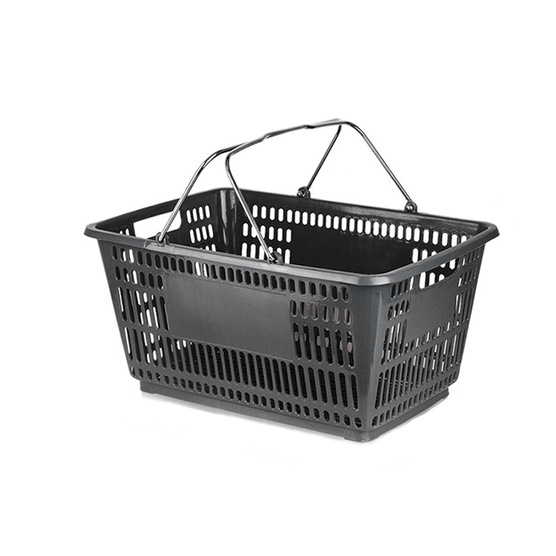 超市购物塑料手提篮 28L 黑色