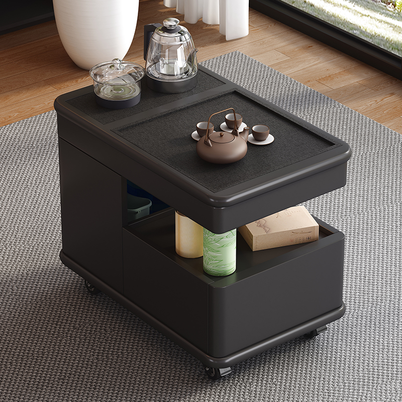 青木川 简约现代轻奢实木沙发边几侧边柜客厅阳台带轮子可移动家用小户型小茶桌带烧水壶一体茶吧机角几长方形茶几高清大图
