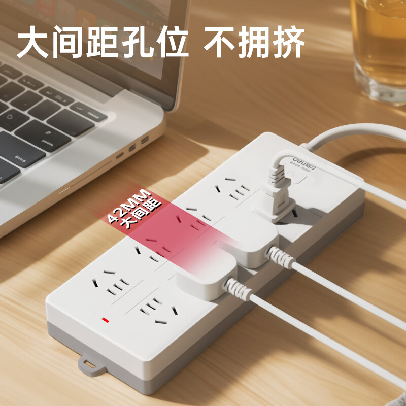 得力18262-10插座_8组_10米_PVC袋装(白)高清大图