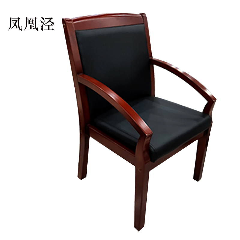 凤凰泾会议椅现代椅子皮面靠背椅斜扶手椅高清大图