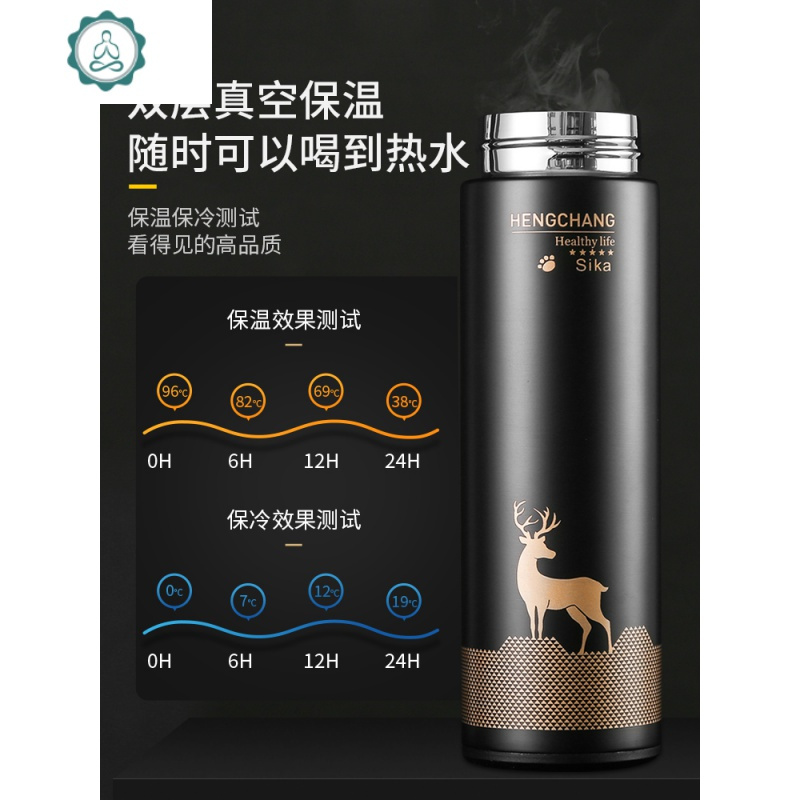 智能不锈钢保温水杯子男士女便携防摔大容量创意个性潮流茶杯 封后 绽放云端保温杯