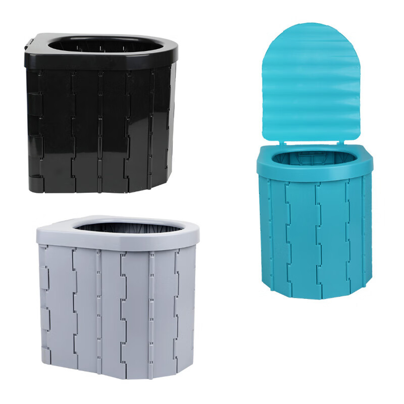 谋福 车载马桶 便携折叠马桶(加挂钩一体式带盖灰色)高清大图