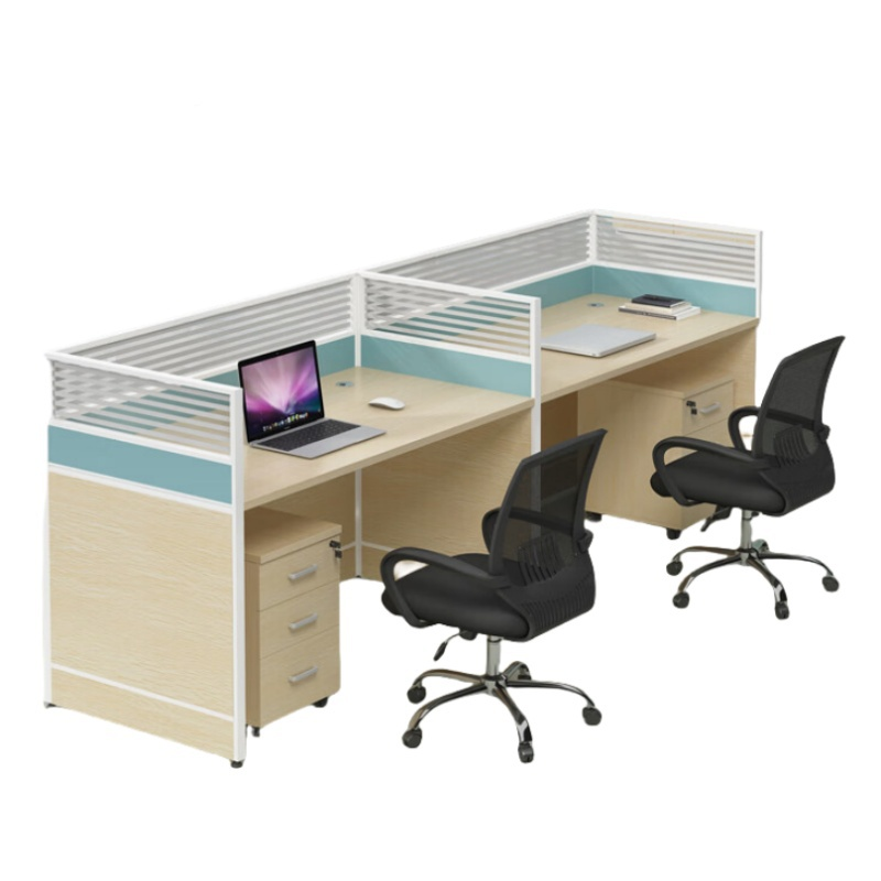 蕃蒂电脑桌双人位含柜椅台高清大图