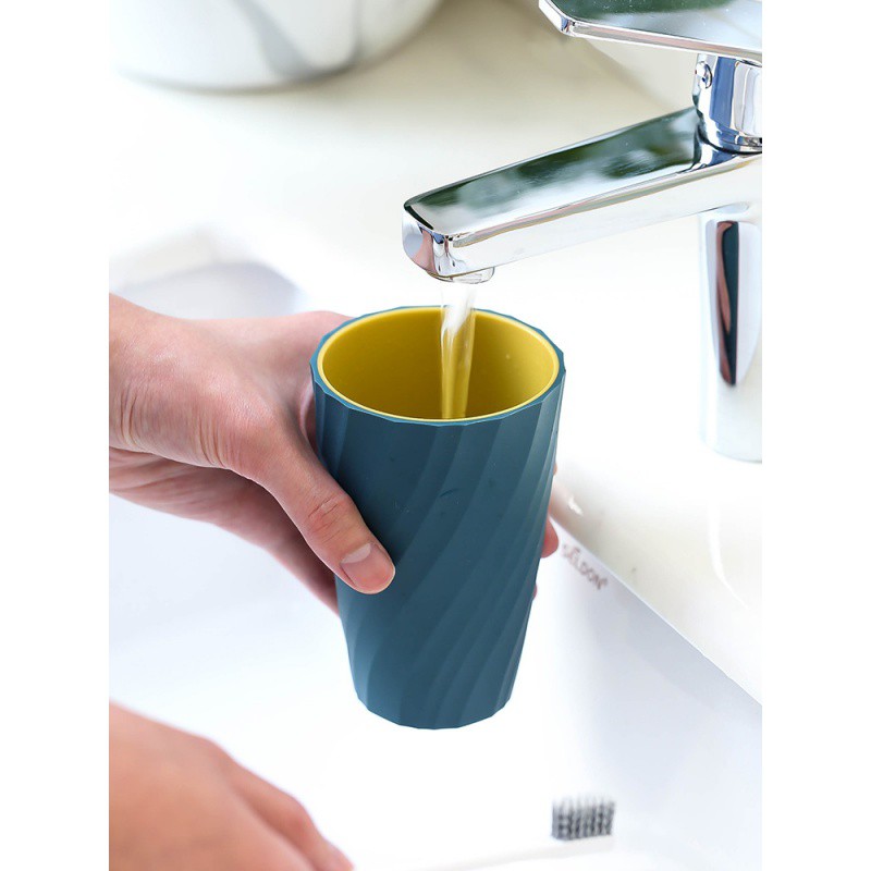 简约漱口杯家用刷牙杯子套装情侣牙刷杯一对牙缸儿童可爱洗漱杯 三维工匠 4个装(深蓝+浅粉+灰白+浅蓝)高清大图