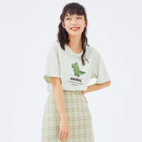 [1件4折价:71.6,可叠加199减30]美特斯邦威T恤女2020新款夏季女小鳄鱼图案针织女士体恤上衣_141
