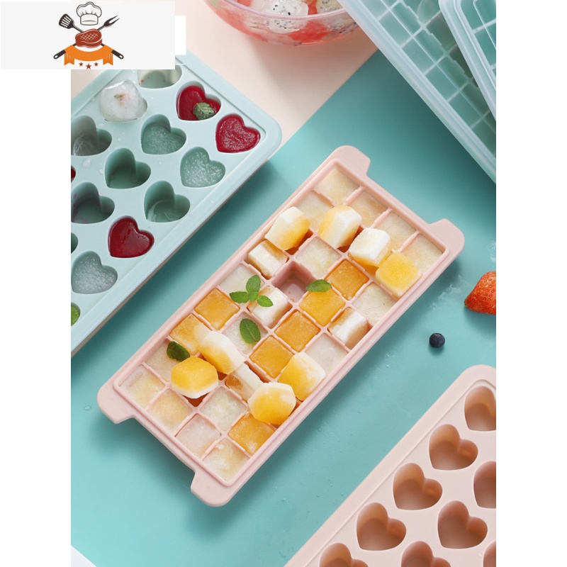 食品级硅胶冰格模具创意家用冻冰块冰球制冰盒小冰袋磨具器 敬平 24格+冰夹[藕粉色]食品健康硅胶高清大图