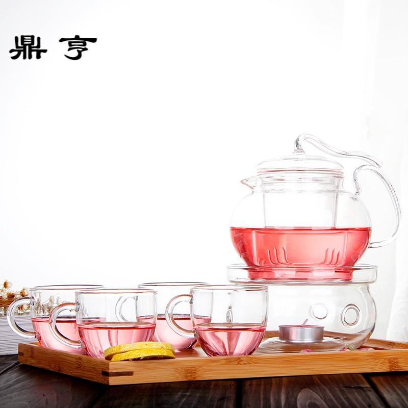 鼎亨耐高温花茶具 花茶壶套装 玻璃茶具组合 仙踪壶6件组 600ml