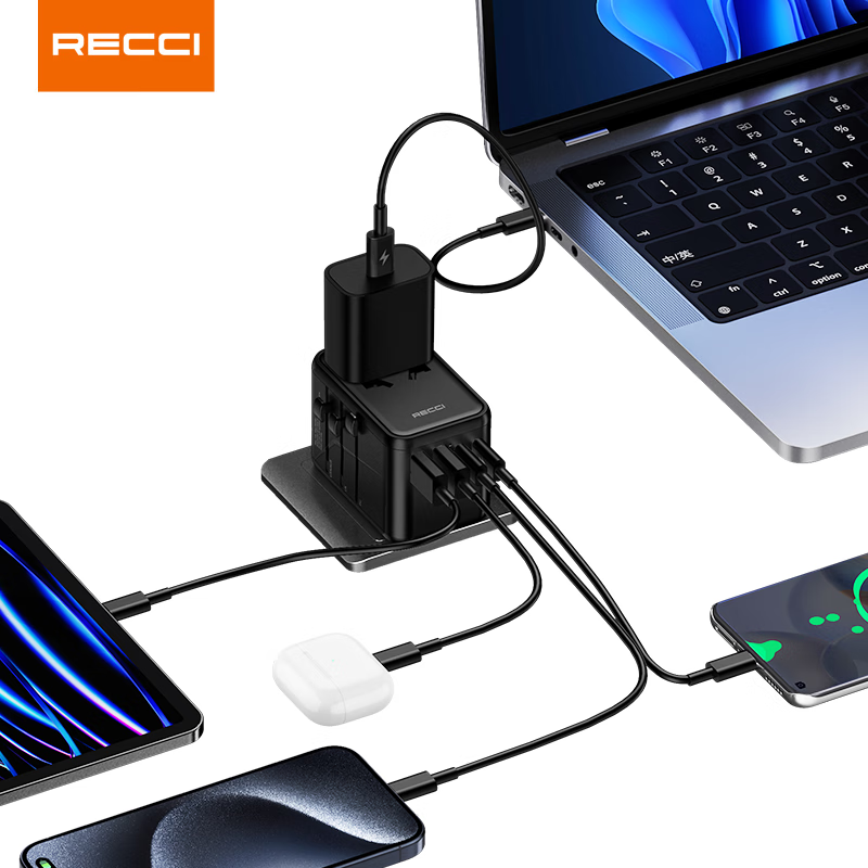 锐思RECCI 充电器USB-C+USB-A双口设计最大功率12W智能识别充电设备电流自动分配 RCG-P05高清大图