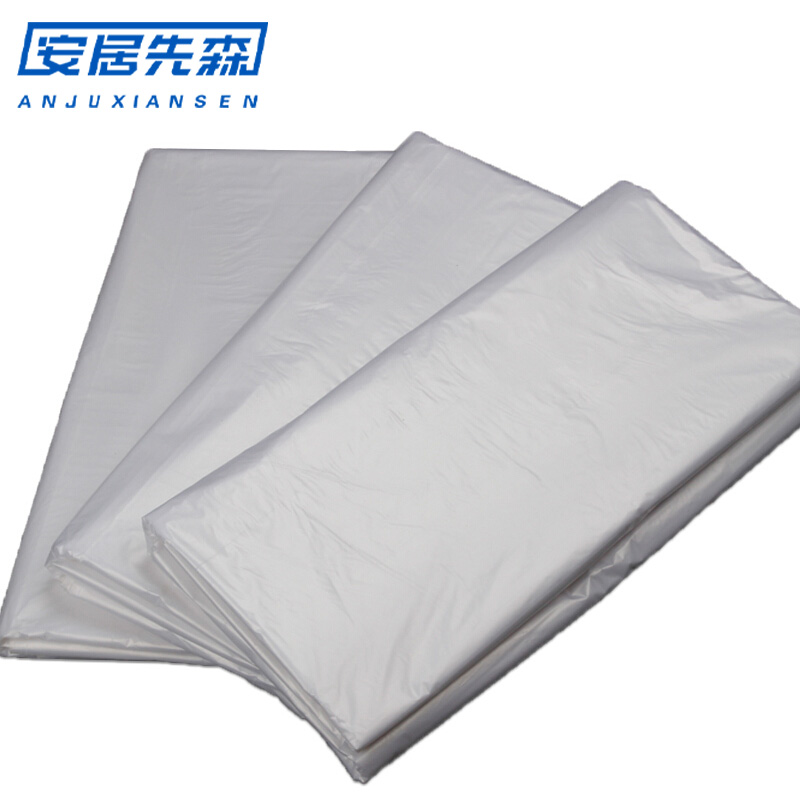 安居先森加厚袋平口垃圾袋大小号铁路物业家庭清洁加厚白色45*50 100只/包高清大图