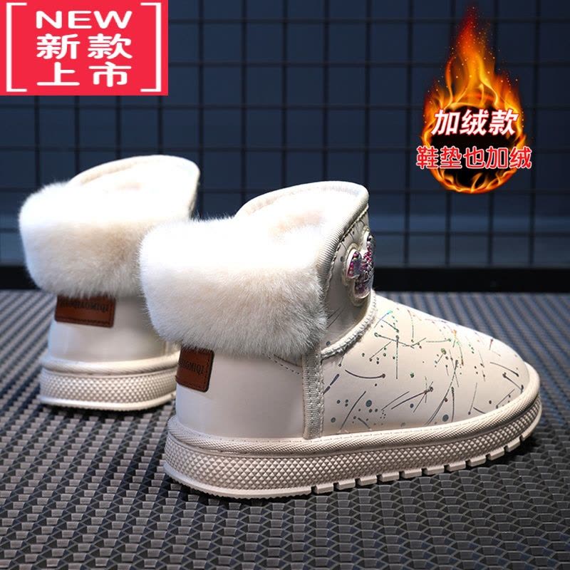 可莉允儿童雪地靴女童2022冬季新款加绒保暖棉鞋中大童女孩防滑加厚童鞋图片