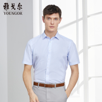 Youngor/雅戈尔新款男士短袖衬衫商务休闲DP免烫正装衬衣男装9060