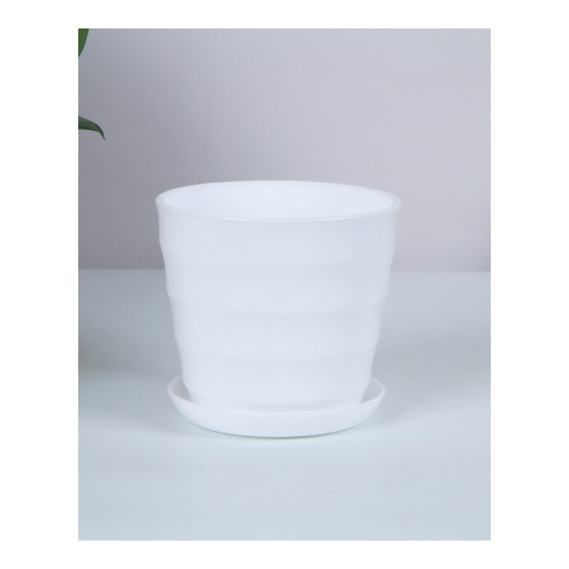 塑料花盆 仿陶瓷树脂塑料花盆加厚 多肉果树花盆--小号白色