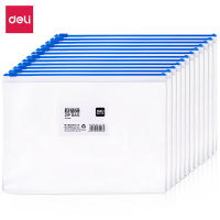得力(deli)12只A4透明拉链袋 文件袋 拉边袋 资料袋 单色随机5526 12只 A4