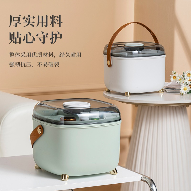 华普思急救药箱家用防疫小药箱旅行双层手提整理箱大容量药物收纳箱小号白色高清大图