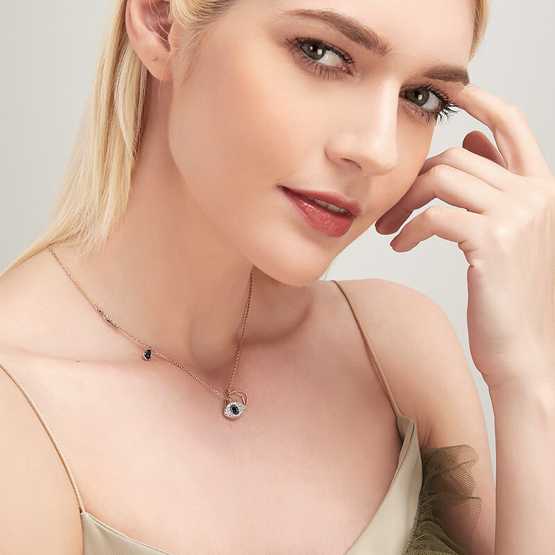 SWAROVSKI 施华洛世奇 恶魔之眼项链 玫瑰金色女士锁骨链