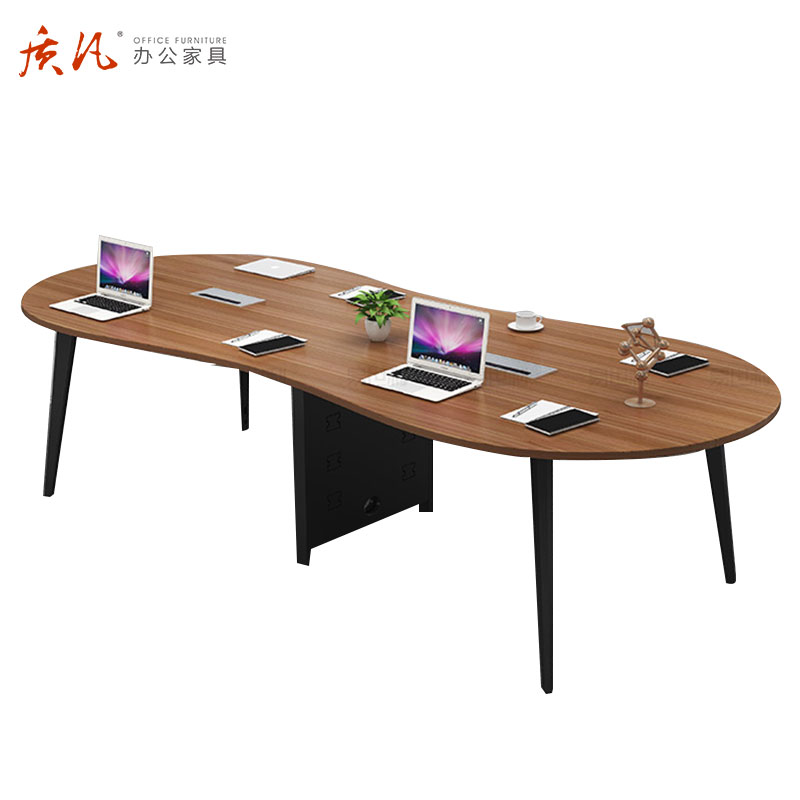 质凡花生创意小型会议桌长桌子椭圆形简约办公室洽谈桌椅组合培训高清大图