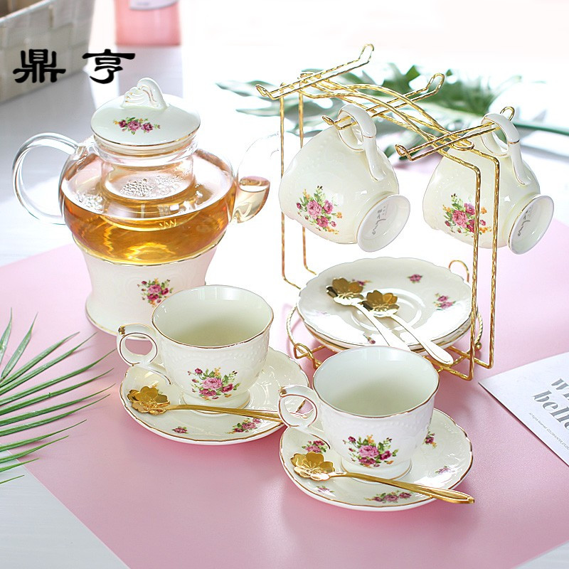 鼎亨英式下午茶茶具欧式煮水果茶壶套装加热玻璃家用泡红茶花