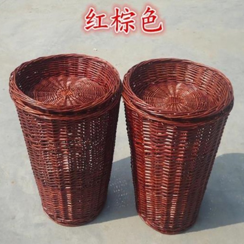 柳编水果堆头篮藤编堆头筐做水果盘水果篓编织筐水果筐水果篮藤编 斜口中号号直径50前高50后高60 咖啡色高清大图