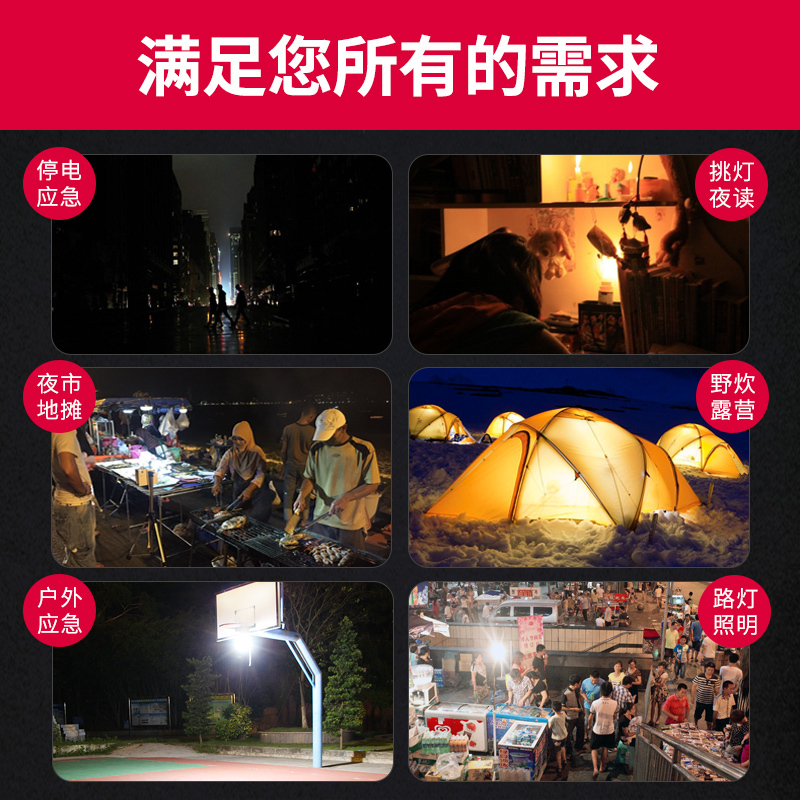 LED充电强光超亮夜市摆摊地摊夜摊户外家用停电移动照明应急灯泡 280W土豪款★7-48小时 照明30平方