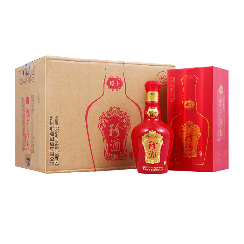 珍酒 珍十 53度 酱香型白酒 500m*6 箱装