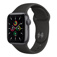 2020新款海外版 Apple Watch Series SE 苹果智能运动手表GPS款 深空灰色铝金属表壳 黑色运动型表带 40mm DP2